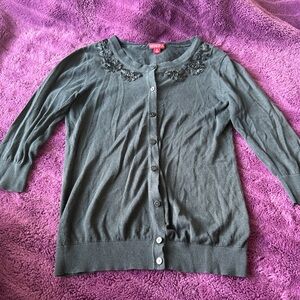 Merona Black Cardigan with Black Floral Accents